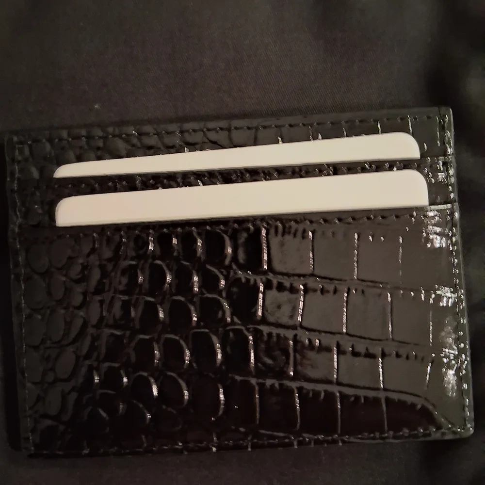 Saint Laurent Croc-Embossed Black Card Holder - Picture 4 of 6